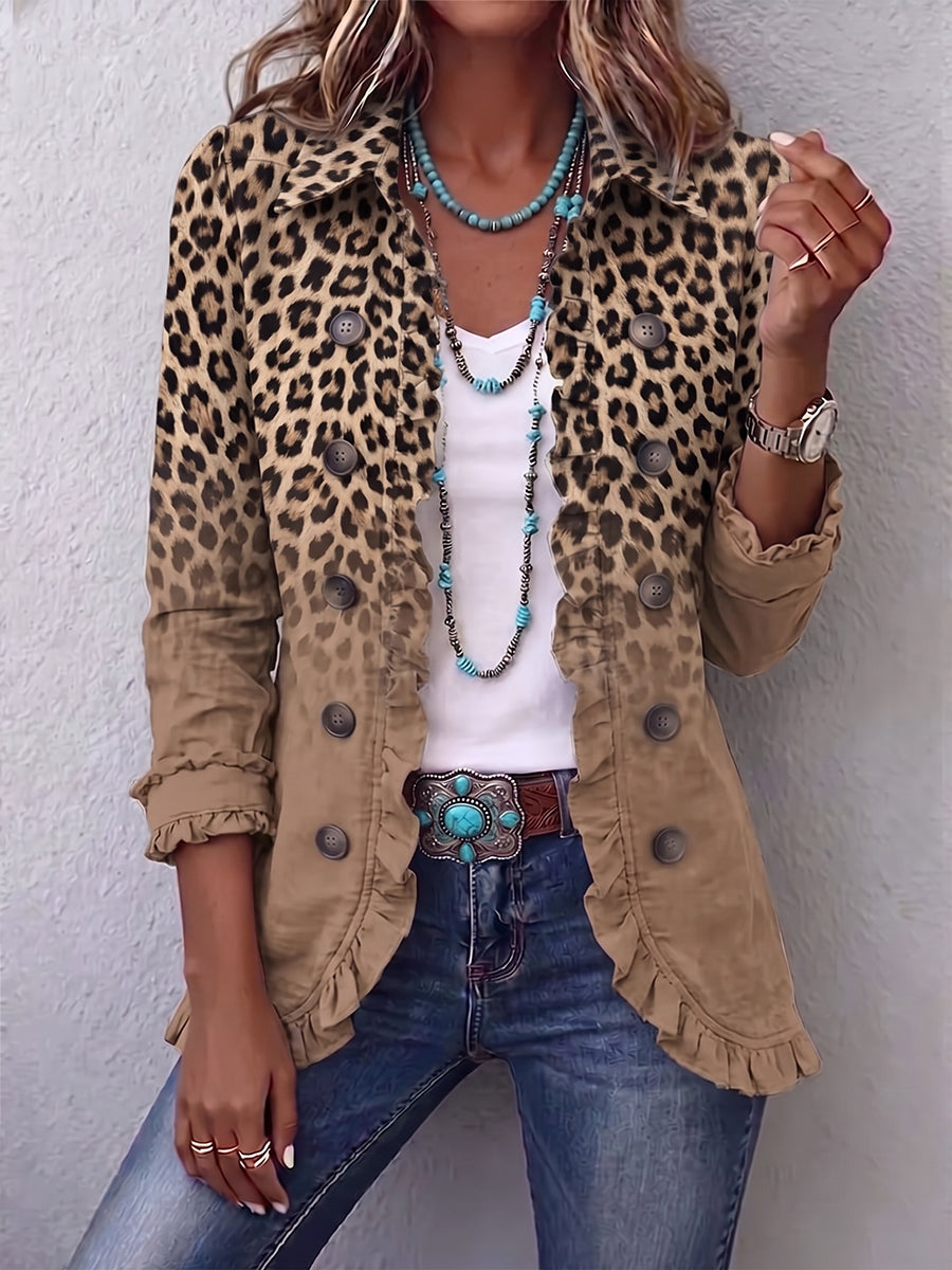 Donatella | Vintage Leopard Jacket with Ruffles