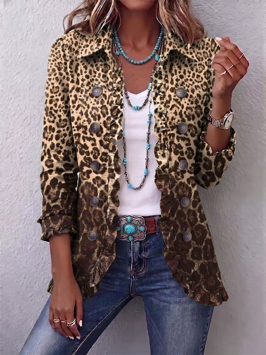 Lucia | Leopard Print Jacket with Ruffles