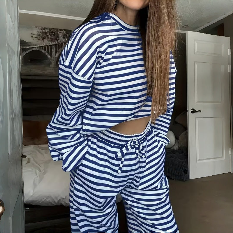 Helene | Two-Piece Striped Set with Long Sleeves for Women
