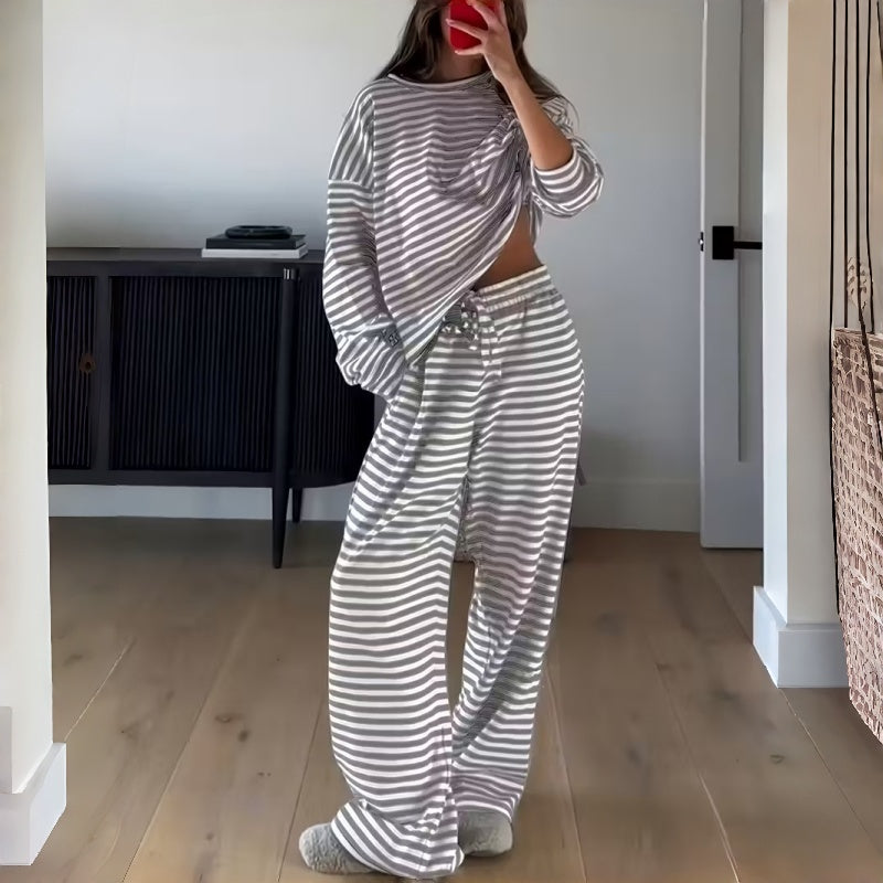 Helene | Two-Piece Striped Set with Long Sleeves for Women
